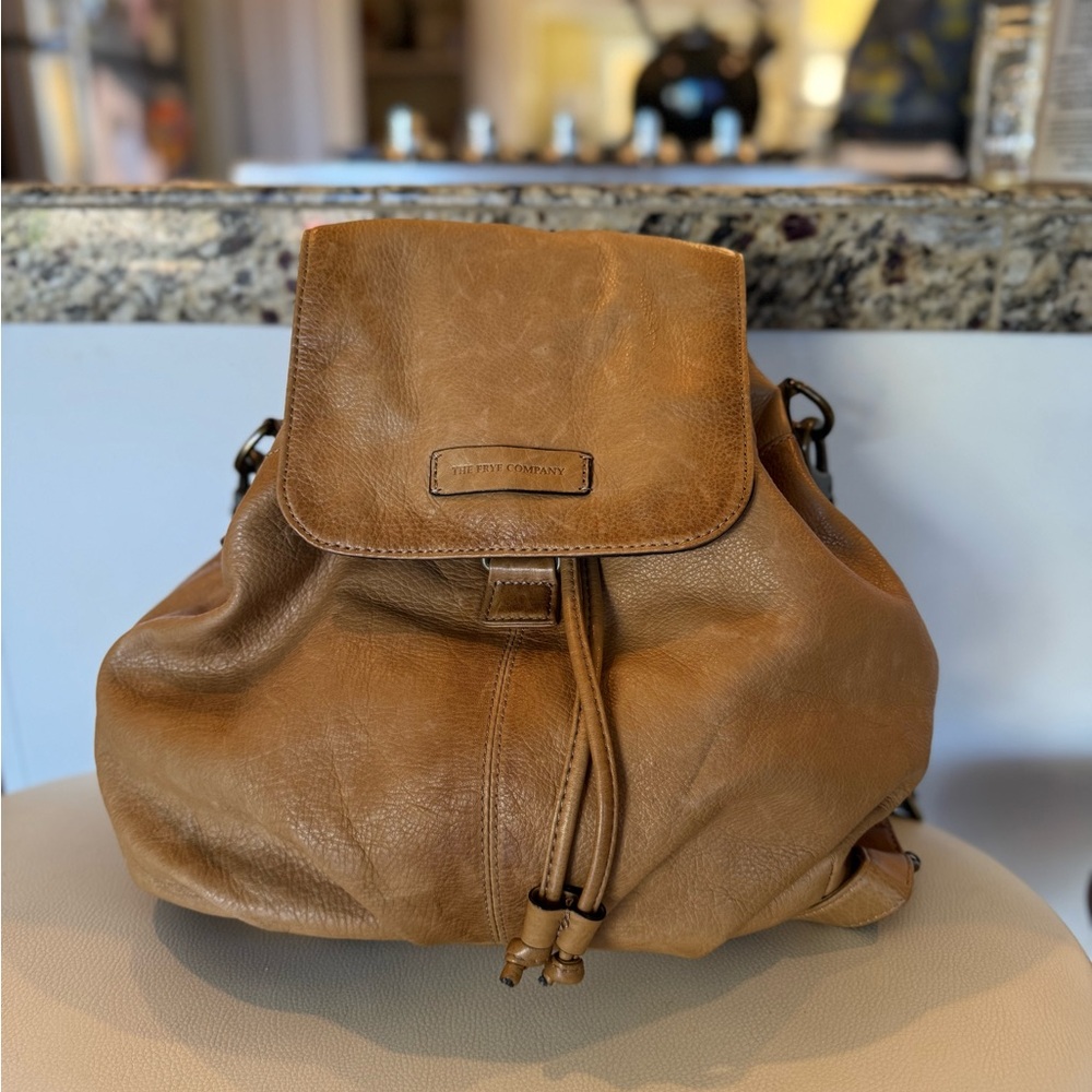 Frye Tan Leather Backpack